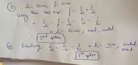 ریما ) 20cm fi do= 30cm, thin lens equi & 1 1 0 + 4 di using L L I 20 M hu- do 30 real, inated 어 2. di- 60cm 3rd option Simil