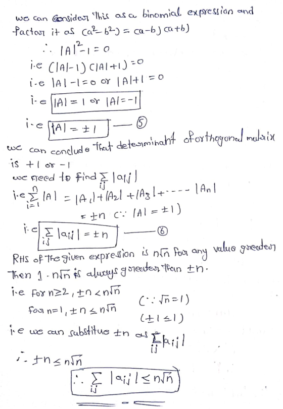 we can consider this as a binomial. expression and factout it as ca?62-) = ca-b) catb) 1A1²,=0 ise ClAl-I) CIAL+1) = 0 i-e JA