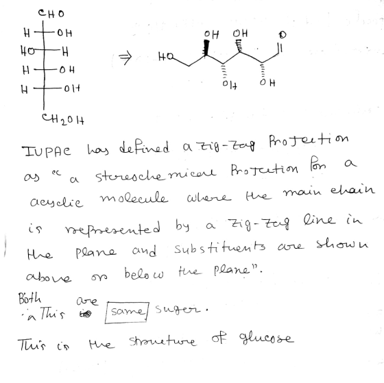 - CHO H oH HotH HTOH H + Olt .. 014 OH CH2OH IUPAC has defined a zig-zag Protection as ec a storeschemical Protection Pon a a