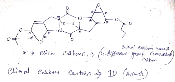 Cuinal carbon meait *=> elizal Carbonia. (1-different group connestad) Clural Carbon centers & 10 (Answer)