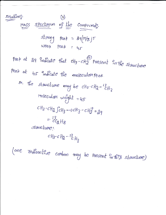Solutions Mass sPecou he Comeunds Heak Peak4s Peak at 4s ndithe molecula Peak Moleculob weight us CaHg Pxesent in th