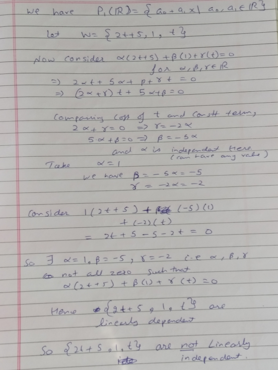 we have P. (IRD= { ao + ax l ao, Q, E IR? W = {2++5, I, te Now consider x(22+5) + ß (1) +r(t)=0 for a, ß, JER 2att sat ßtrt=0