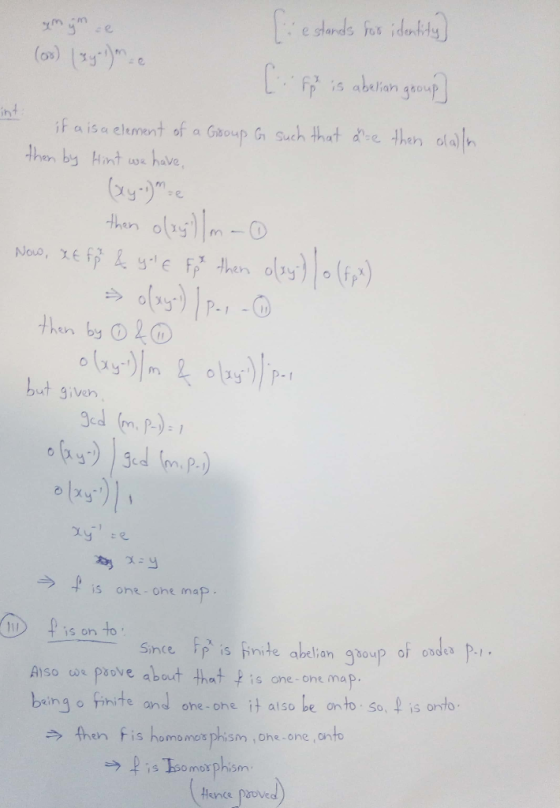 in1 if a isa element of a G*oup G, such that dre en otalh nt wa have Ху then oy xg t given _p is one-one map is on Since Fp