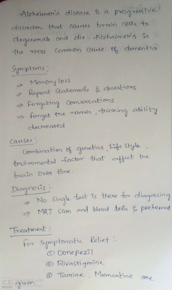 Alzheimens disease is a progressive disorder that 20m yl dogenexále anod die. Alzheimesis is causes broain cell, to Commen