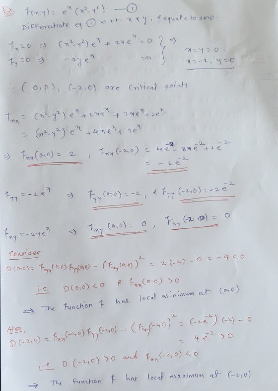 DIfferectiate e fequate to 2ero YY (Yy)e neo2 EY20 ty 203 0,0), C-2I0) Critical points are Tan=Ca ane Fam (o10)2 -2 2e +, , -