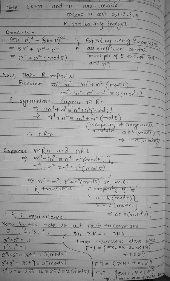 K ean be ann integer Beeause Exponding using BinomialT au coefficient confain (5Ki n+6Kt ) mutiple o5exept 4 and m No Claim R