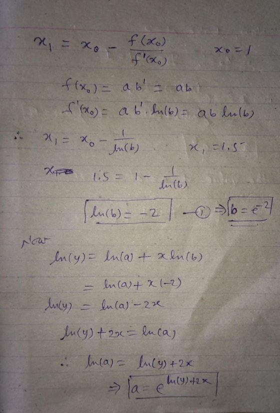 Xo=1 f(xo) x = xor f(xo) a b = f(x) = a b.lu (6) ablu(b) f(x) = ab 2 = bu (6) 2, =list XE 1.5 = din (6) (lu(b) = -2 / 16 =