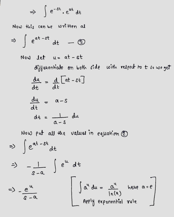 jest, eat at Now this can be written al ->) - s eat-st dt 2 Now let U= at-st. differentiate on both side with respect to t so