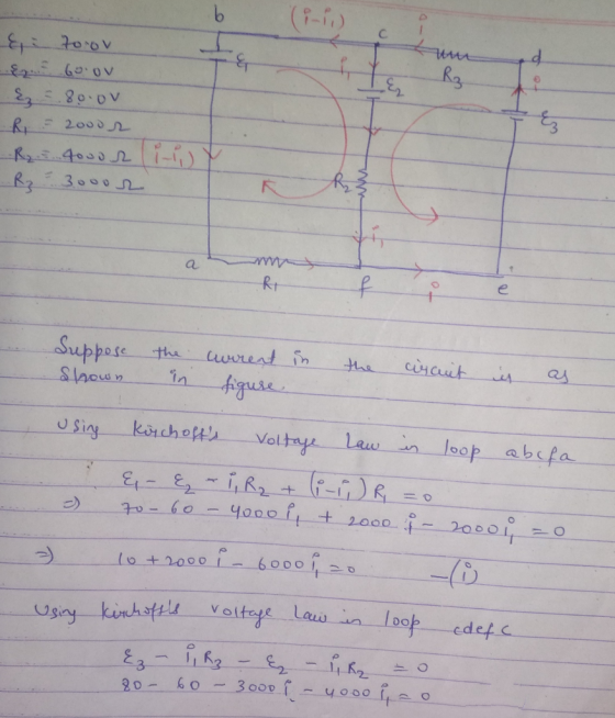 С En Rz b & torov 60.ov { 5.80.0 V R = 2000 -R₂ = 400 or i-it Rz st 3ooor 2 w a R f e Suppose the shown current in the circui