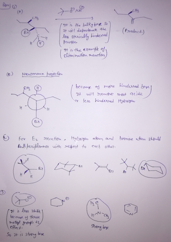 с (Product) ( It is the bulky base sol It will deprotonate the less sterically hinderred proton. It is the example of (Elimin