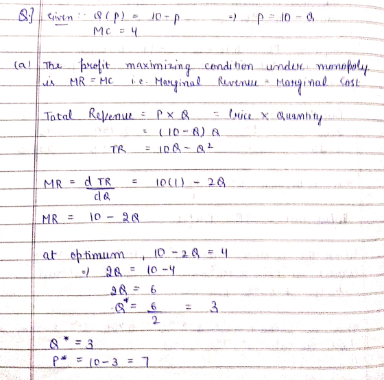 & liven. 10-F Up) Mc = 4 A = 10 (all The is MR = MC The profit maximizing condition_undul mimoholy Marginal 1. Ma Revenu Marg