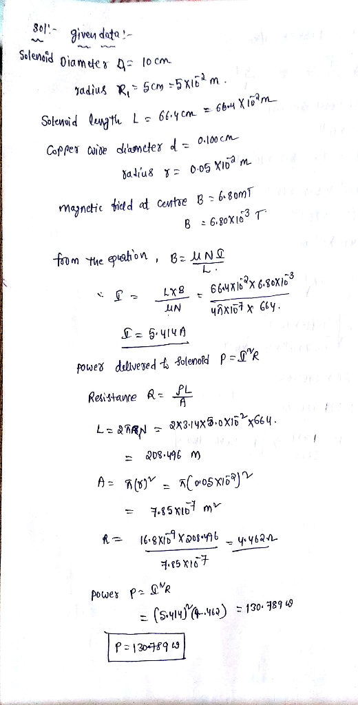 301., given data- magnetic fitd ceuhe 8bom UN Resistance R 08.496 Power P R (BYwSA-M) ะ 130,789 49