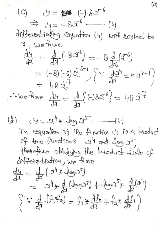 (C) y = a (-) pour = y = -8070 (4) differentiating equation (4) with Lespect to a, we have po e (-8374) =-8d170 = 1-8)(-6), p