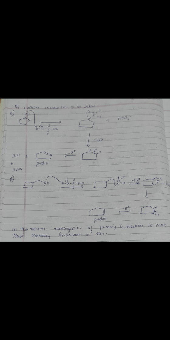 The reachon mechanism is as below + HSO, H-05-04 - HD + Hot G-Ht Drodoch H2SO4 - H o-s-017 product bo moc this machos, Stable