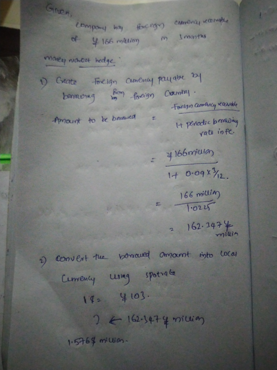 focig comendy recorghe I months compones hay of 4 166 million money manoor hedge 1 Create borong Foreign commency payable by