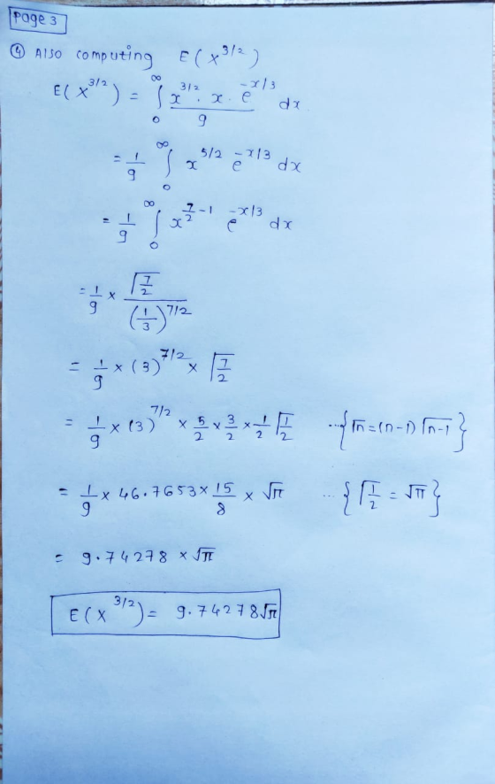 Page 3 © Also computing E(+372) -x/3 11? x e da -x13 dx * * * 3*** *** 46.76534 x V fta-en-mi { T - ST} = 9.74278 * STE E(X 1