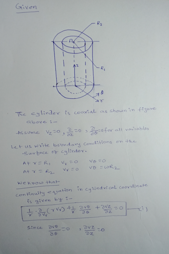 Given -- - Az - 2 The cylinder is coaxial as shown in figure above : - Assume Vzo 20 go for all variables Let us write bounda