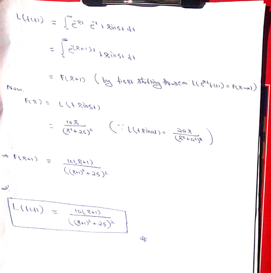 4(4641) = sem er einst da 28+) +8inst dt B = F(8+1) (by first shifting the semillett(+1) = f(S-a)) Now, 7 - Fi 8) = 1ltsinst)