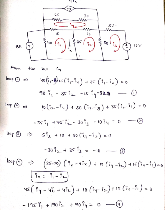 Yix 25 20 - f-0401-22 + 10v From the bul in loop O => 4066,-4!1s (1,-14) +55 (9,- 12) = 0 90 °, - 35 12 -15 14=320 - 0 loop ③