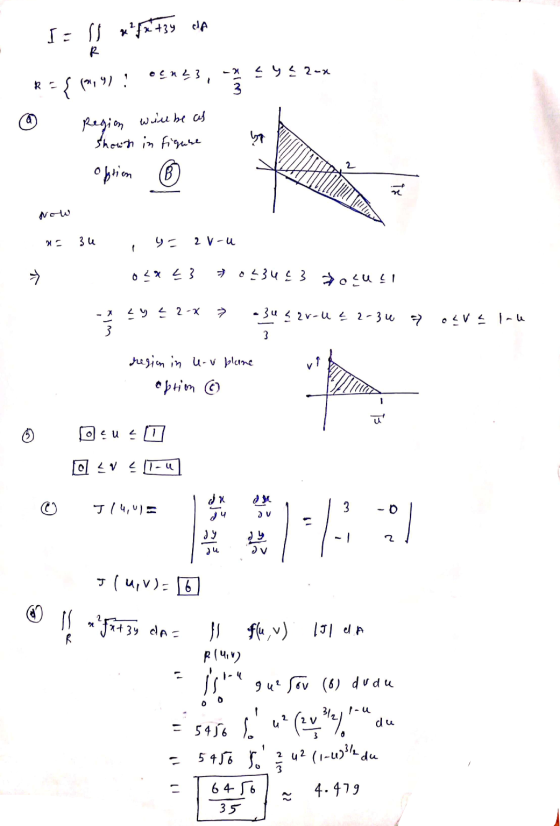 I: xfx +39 R oen23, - sy e zon R { 1,9) Region will be as Showth in figure yo option (B Now 3u 4= 2 V-u o2x <3 0234¢ 3 ²o cua