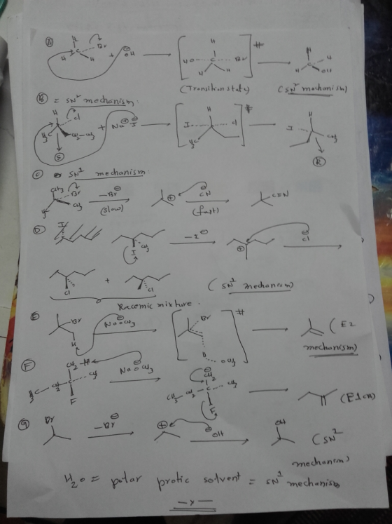 4 (Transition staty CSN machonish) ® z sNt mechanism: 7 o & SN mechanism El llop Racemic mixte mechanism) ...on - π (Elon me