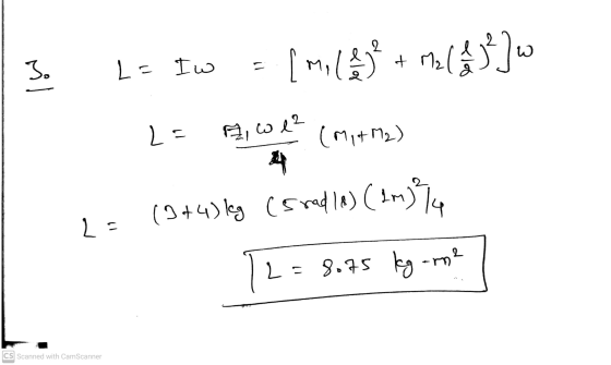 2 L= Iw 3 . ין + M2 (42) W (miles) A we? (mit M2) 4 11 (9+4) key (Sradla) (im) 74 12 = 8.75 kg -mo? CS Scanned with CamScanne