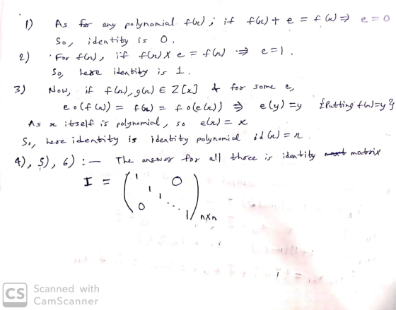 L 10 As for any polynomial ful; if f6e) + e = f (w) e=0 S so, identity is o. 2) For flor), if f(n) x e = f(n) e=1. So, here