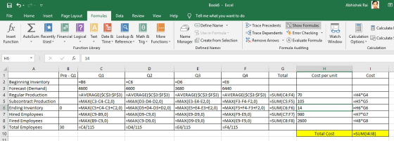 Abhishek Raia ESSE Book6 - Excel File Home Insert Page Layout Formulas Data Review View Help Tell me what you want to do * De