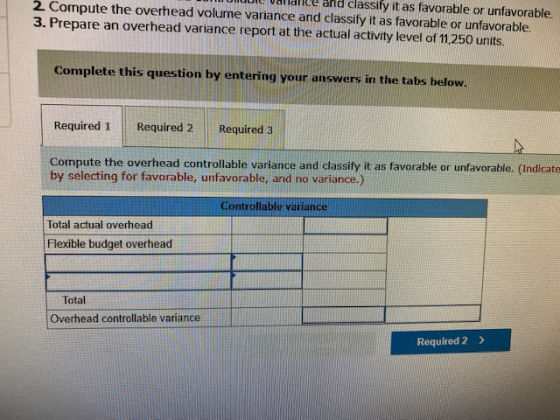 u Ulule Vallike and classify it as favorable or unfavorable. 2. Compute the overhead volume variance and classify it as favor