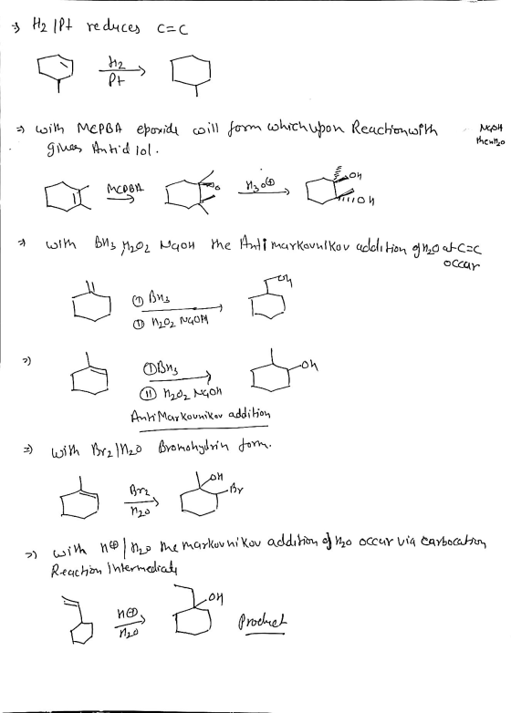 3 H₂ 18t reduces c=( will form which upon Reaction with 1 = with MEPBA epoxide I giues Antidiol. NGOH theunzo Dr De beste til