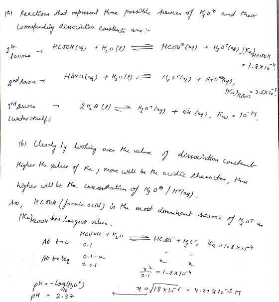 houses of hot and their las Reactions that represent three possible E comesponding dessociation constants are! - qsan HCOOH (