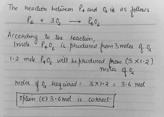 The reaction between P4 and Oa ig as follows PÅ + 30 - P4 % According to the reaction, Imole PO is produced from 3 moles of a