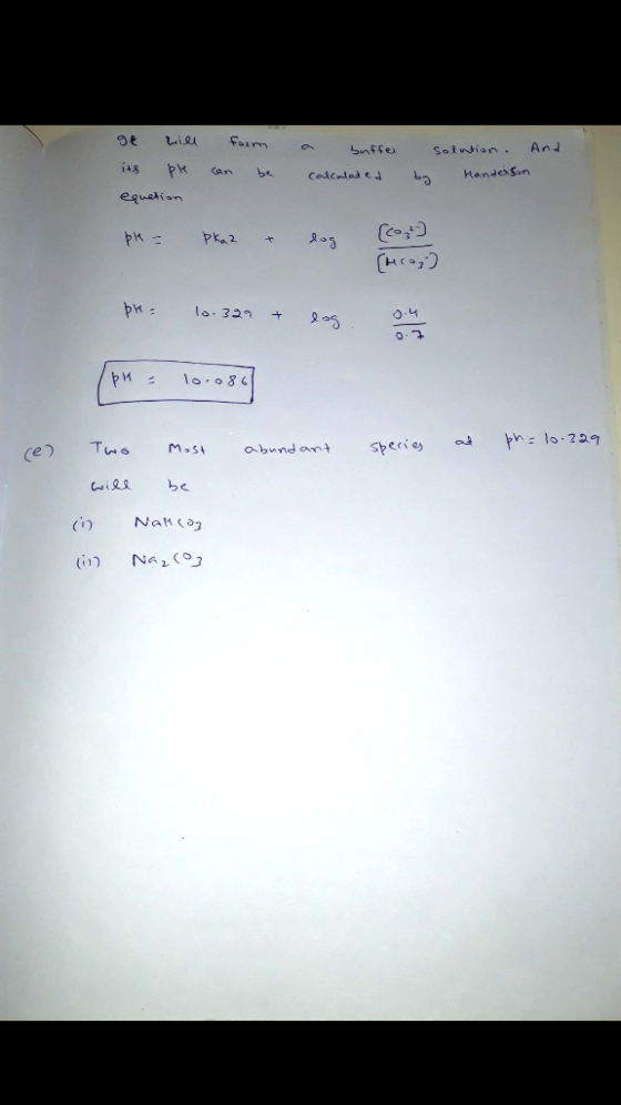 It will e its PR equetion taim forma can be And a buffer calculated solution. Handerson by pH = pkaz & lag [co, [mece, Ipu -