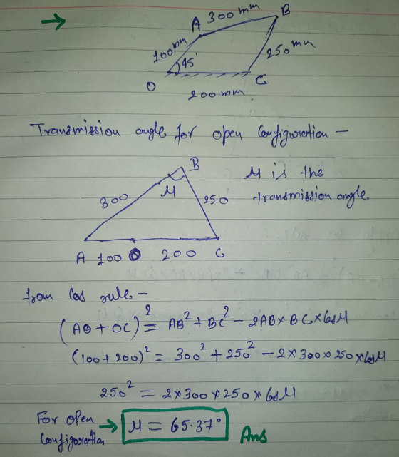 B → A 300mm Loomm (250mm Q45 200 mm. Transmission on angle for open Con B ne figurention - M is the frondmission angle M 800