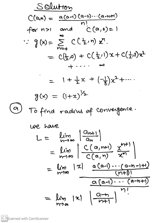 solution Clam) = a caro ca-2)...carneol for n> and ċ (0,0)=1 - 96x= E CCğın = C(1,0) + C($11) x + c(+12)x2 toru. as = 1+ {x +