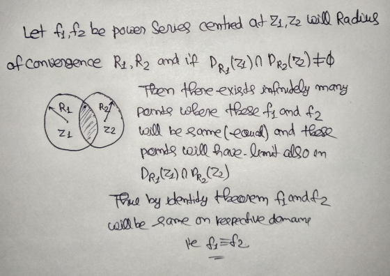 Let fi, fz be power Series centred at 21,22 Will Radius R1 RO Zl 22 of convergence Re, R2 and if Pretz)n Prolix)= Then there