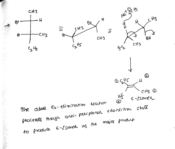 CH3 Nat & the Hets ill H- CH3 het Byt CH3 CH3 G Hs - AS a SH50 I CHB The above Ea-elimination reaction S E-Isomer pacceeds t