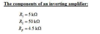 The components of an inverting amplifier: R,- 50 k2 Rp -4.5 kS