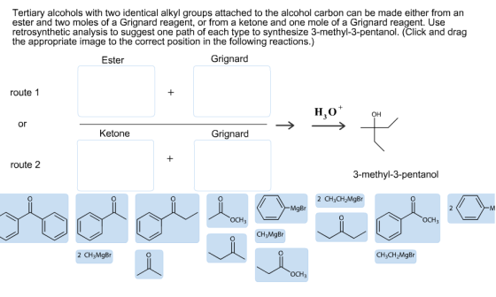 Tertiary alcohols with two identical alkyl groups