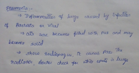 om20 Pneumonia2 » Troflammation of lungs caused by exfection of Bacteria or viral - ai sac become filled with pus and may bec