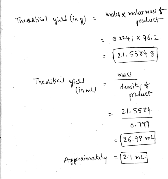 moles x molar mass of Theoretical yield (inq) = product - 0 2241 x 96.2 - $21.558491 mass 1. The critical yield density of Ci