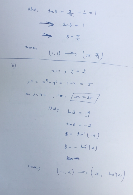 Alid, tand = 7 = 7 = 1 > tunda > 0 (1,1) -> (Je, ) real, y = 2 r = x² + y2 = 1+4= 5 as r so, so pr=05/ Also 9 tund = 1 tond =