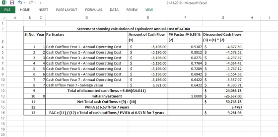 21.11.2019 - Microsoft Excel JESSE FILE HOME INSERT А в с PAGE LAYOUT FORMULAS DATA REVIEW VIEW Statement showing calculation