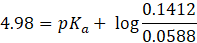 0.1412 4.98 = pKa + logg