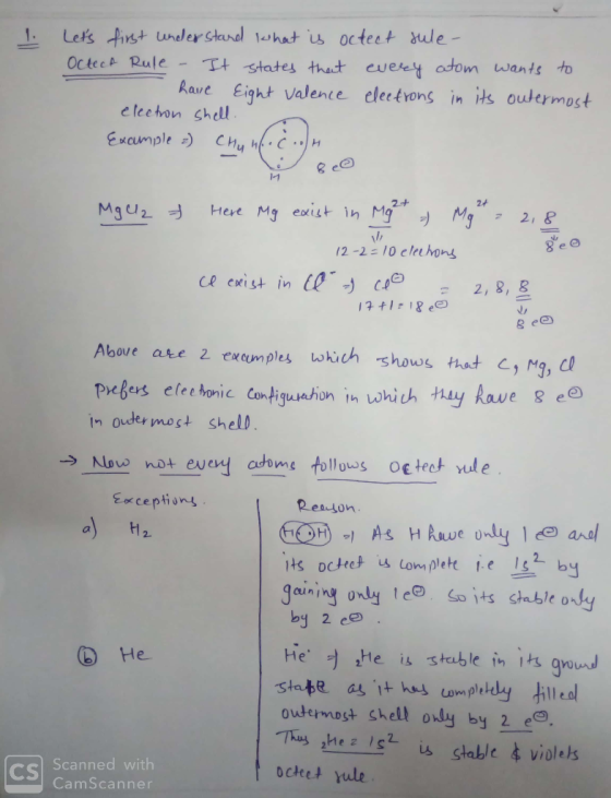 1. Lets first understand what is octect sule- Octect Rule - It states that every atom wants to - have Eight valence electron