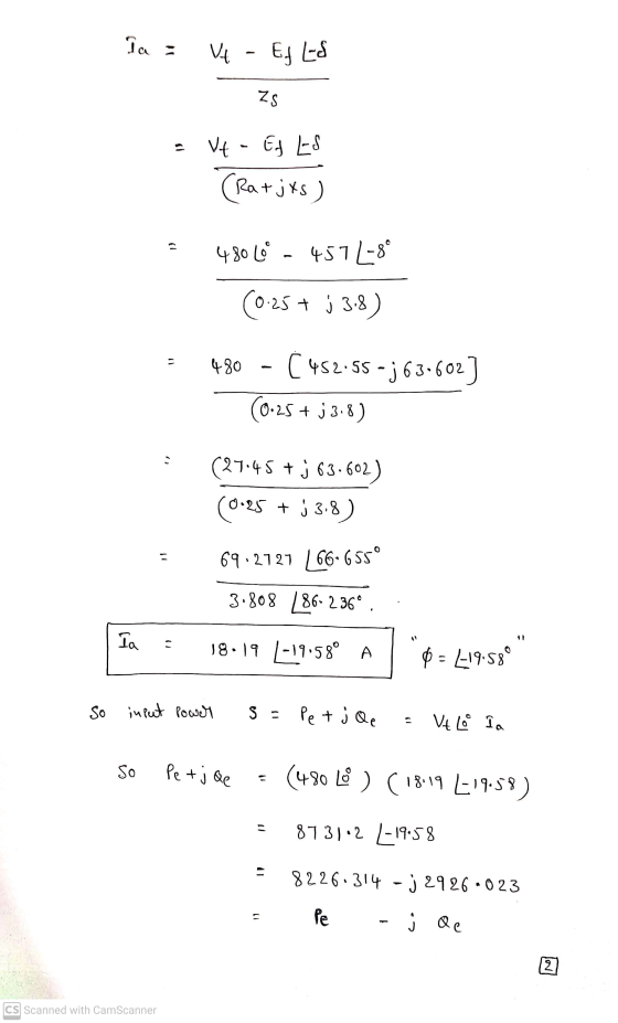 Ta Vt - Ed LS ZS - VE - EA ES (Ratjxs) 4800 - 457/-89 (0.25 + ; 3.8) 480 - C 452.55 - j 63.602) (0.25 + 33.8) (27.45 + j 63.6