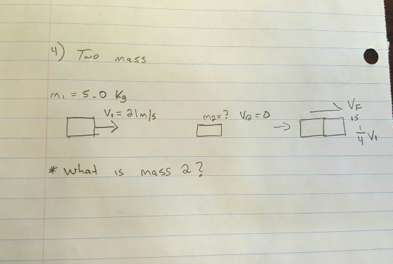 Two mass M_1 = 5.0 kg What is mass 2?