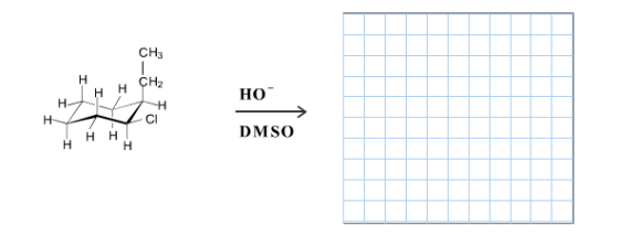 Draw the major E2 reaction product formed when cis