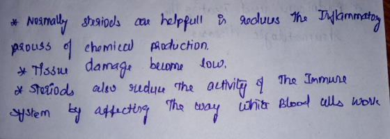 & Normally sherides are helpfull is reduus the Inflammatory prouss of chemical production. * Tissue damage become low. & Ster