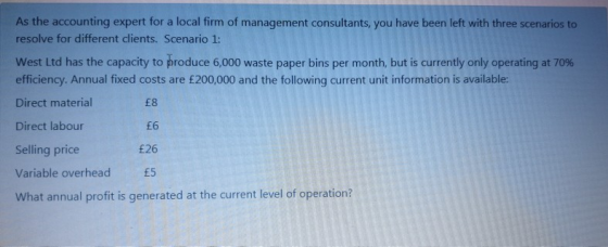 €8 As the accounting expert for a local firm of management consultants, you have been left with three scenarios to resolve fo